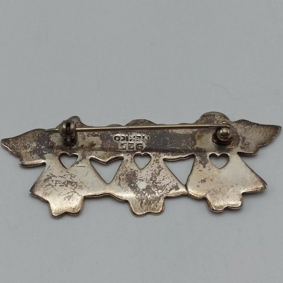 Vintage Whimsical Angel Brooch Pin Mexico Sterling Silver 925 Three Angels - Picture 4 of 8